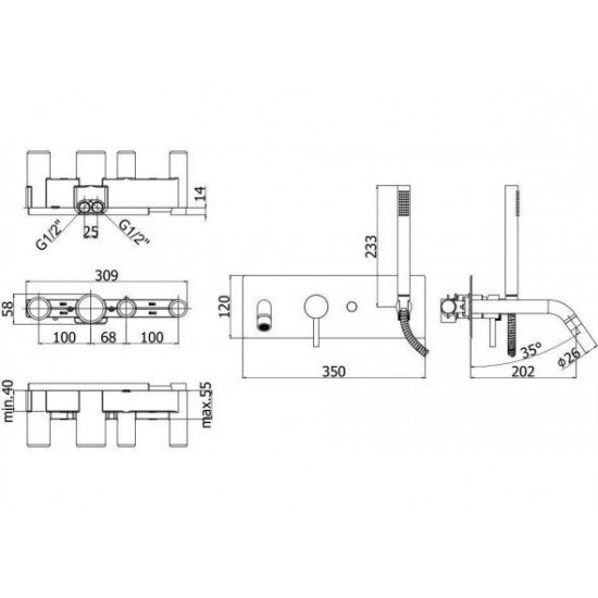Смеситель для ванны с душем Paffoni Light LIG001NKN