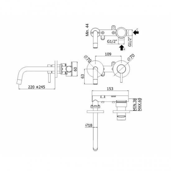 Смеситель для раковины Paffoni Light LIG103NKNSP70