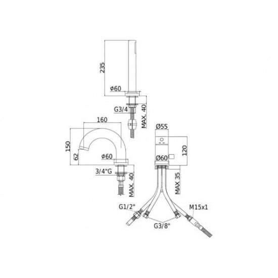 Смеситель на борт ванны Paffoni Light LIG047ST