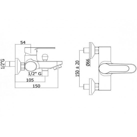 Смеситель для ванны с душем Paffoni Blu BLU022CR
