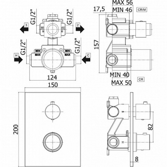 Смеситель для душа Paffoni Light LIQ519NO/M термостат