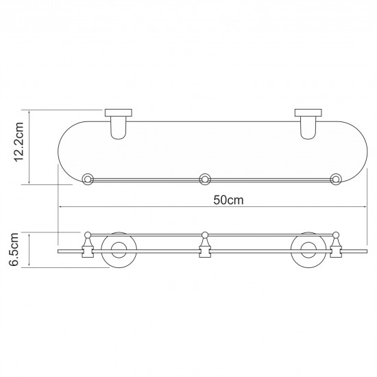 Isen K-4044 (ранее К-4024) Полка стеклянная с бортиком