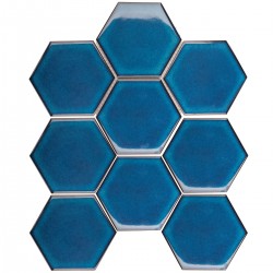 Hexagon big Deep Blue Glossy 95x110