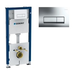 Комплект Geberit Duofix 458.128.21.1 для подвесного унитаза, 112 см, со смывным бачком скрытого монтажа Delta 12 см, смывная клавиша Delta51 (хром)