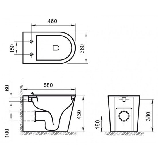 Унитаз приставной безободковый BELBAGNO FLAY-R