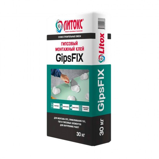 Клей монтажный гипсовый Litox GipsFix 30 кг Литокс