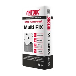 Клей плиточный цементный (водост.морозост.) Multi Fix 25 кг (56шт\пал) Литокс Клей плиточный цементный (водост.морозост.) Multi Fix 25 кг (56шт\пал) Литокс