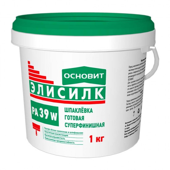 Шпатлевка Основит готовая суперфинишная ЭЛИСИЛК РА 39 W 1кг Шпатлевка Основит готовая суперфинишная ЭЛИСИЛК РА 39 W 1кг