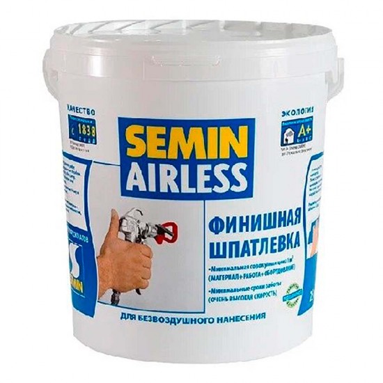 Шпаклевка Semin финишная для безвоздушного нанесения AIRLESS 25 кг (белая крышка)