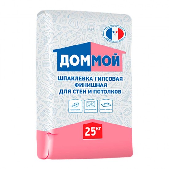 Шпатлевка ДОМ МОЙ гипсовая финишная 25кг (МКП) Шпатлевка ДОМ МОЙ гипсовая финишная 25кг (МКП)