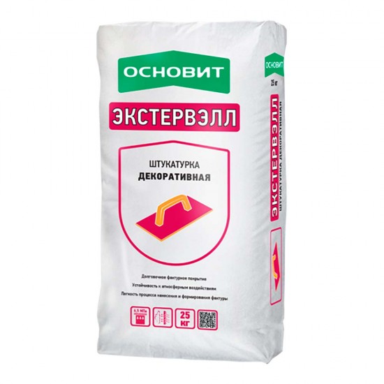 Штукатурка декоративная "короед" фр.1,5мм ОСНОВИТ Экстервэлл ОS-1,5GK 25кг серая