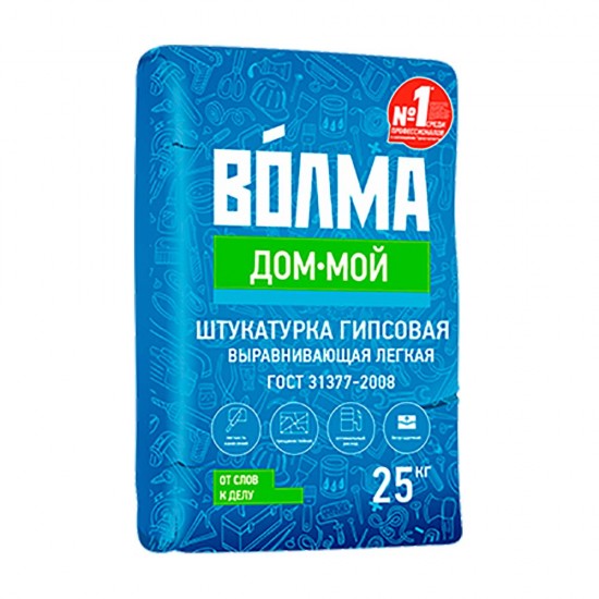 Штукатурка ДОМ МОЙ (легкая) гипсовая 25кг Штукатурка ДОМ МОЙ (легкая) гипсовая 25кг