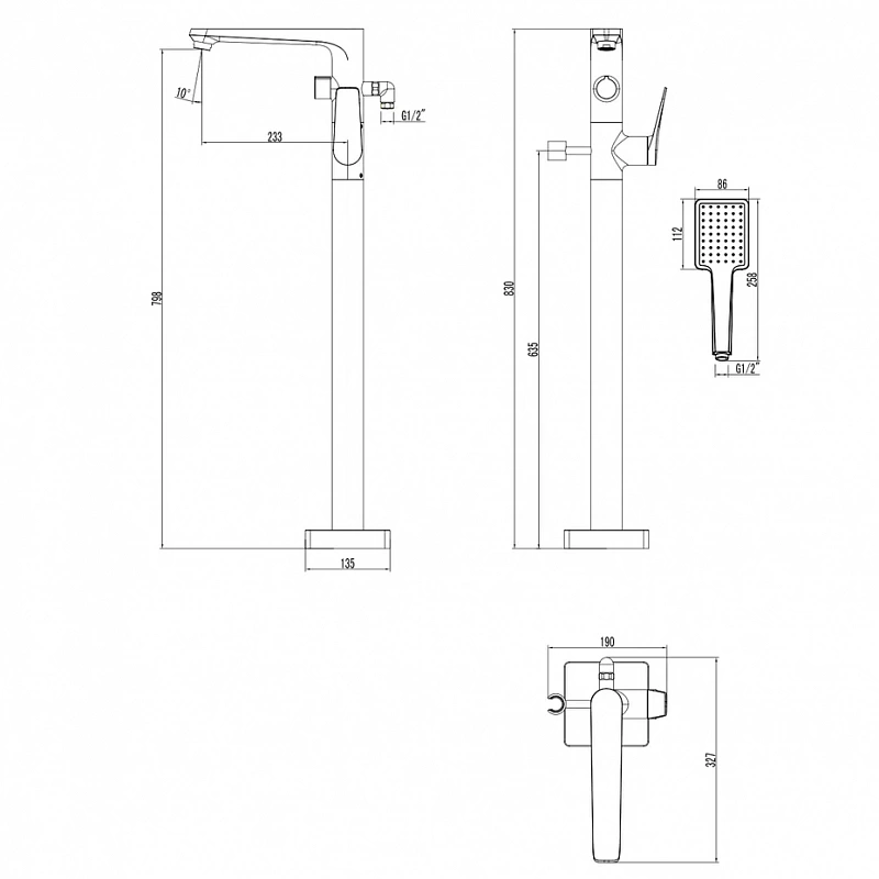 Смеситель на пол LM3744GM Bronx Lemark