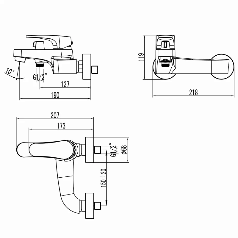 Смеситель для ванной LM4334C LEMARK